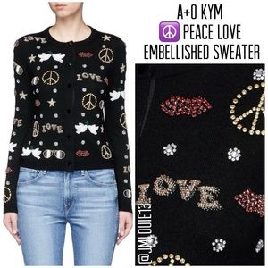 🎀SOLD🎀Alice + Olivia Kym Peace Love Embellished Wool Sweater